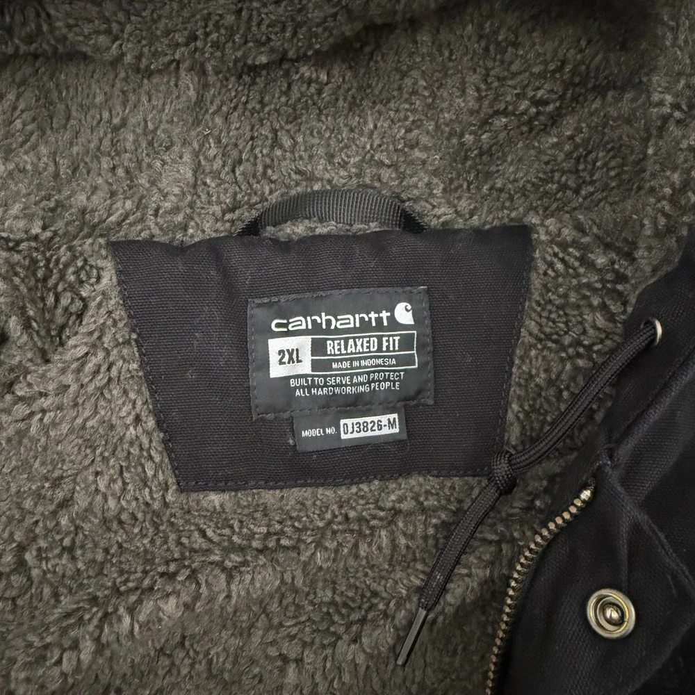 Carhartt OJ3826-M Relaxed Fit Sherpa Lined Hooded Jacket Mens 2XL Black Canvas